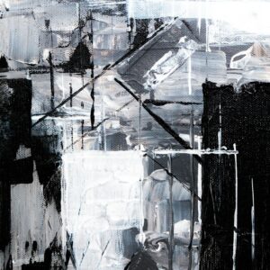 Pintura abstracta en blanco y negro