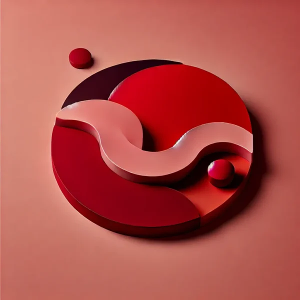 Escultura abstracta en tonos rojos